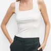 Women'S Akris Punto Tops | Square-Neck Jersey Tank Top Cream | Akris Punto