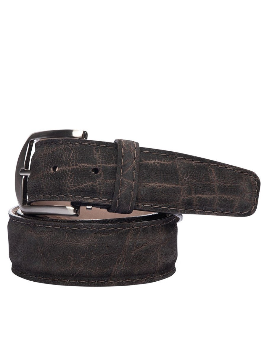 Men'S LEN Belts Belts | Licensed & Registered Sueded Elephant Belt Chocolate | Len Belts