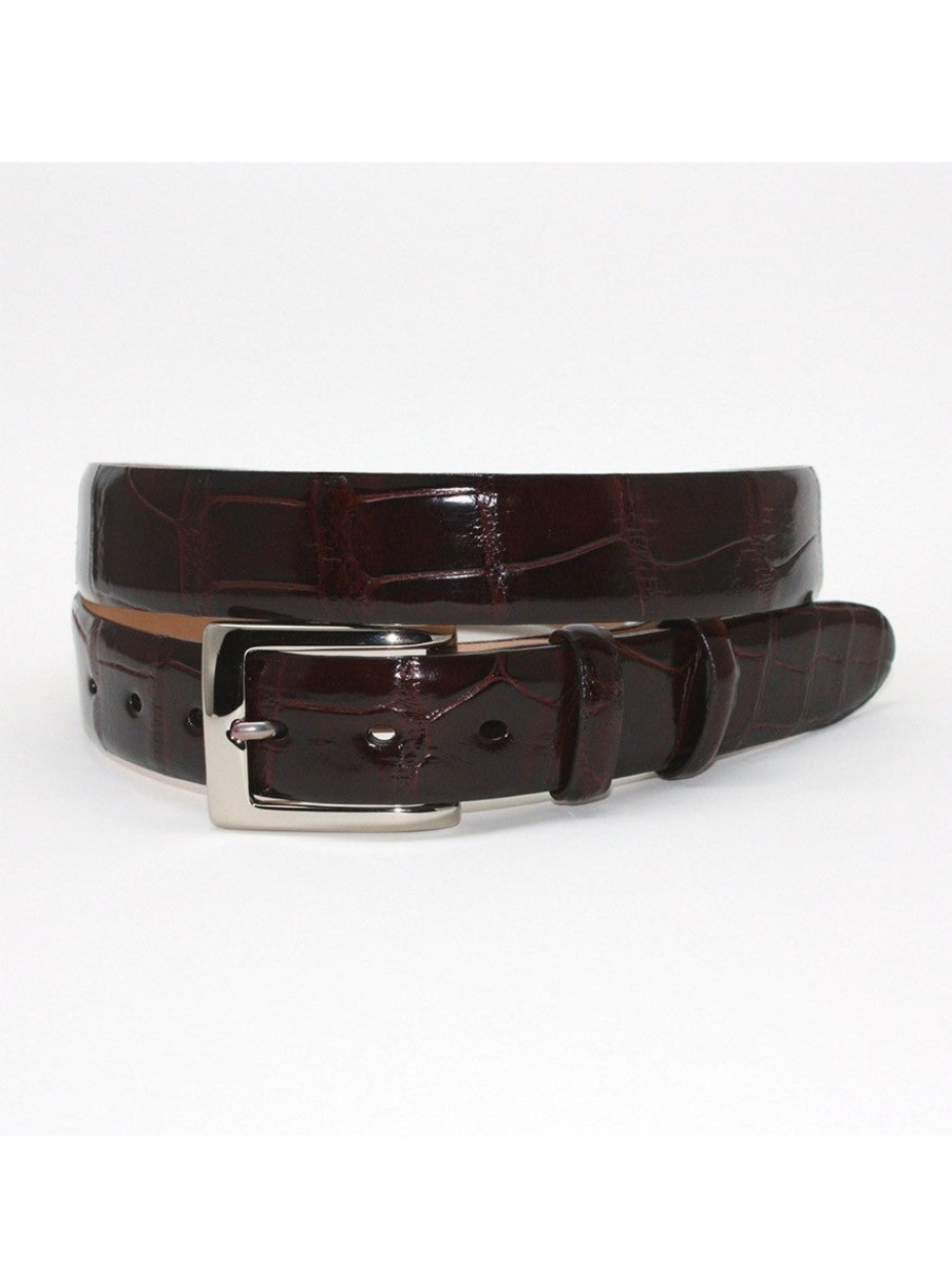 Men'S Torino Leather Belts | American Alligator Skin Belt Brown | Torino Leather