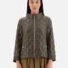 Women'S Herno Coats & Jackets | Diamond-Quilted Nylon Ultralight Bomber Verde | Herno