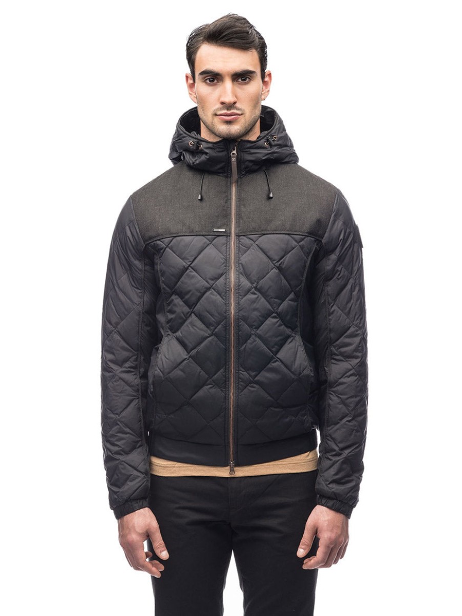 Men'S Nobis Coats & Jackets | Elroy Quilted Hooded Jacket In Black | Nobis