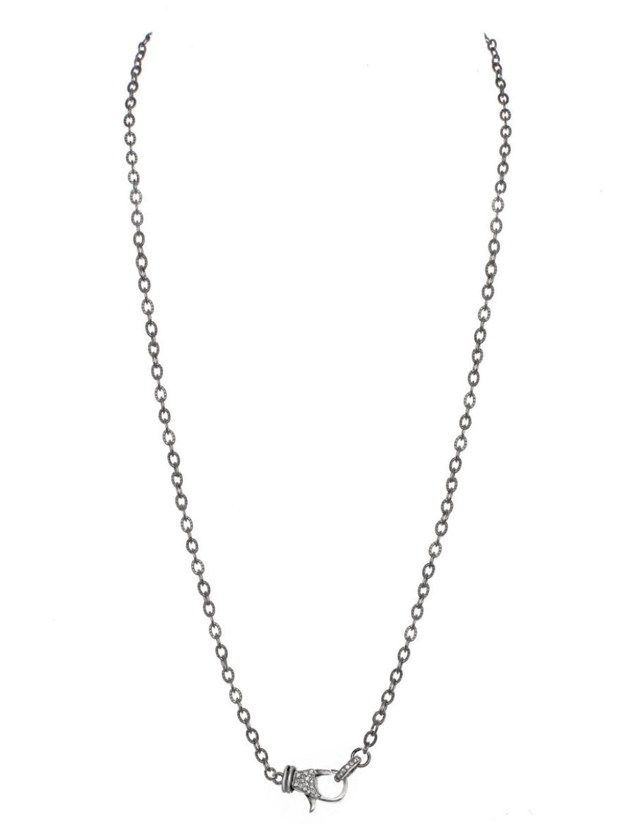 Women'S Margo Morrison Necklaces | Rhodium Chain With Diamond Clasp - 24" | Margo Morrison