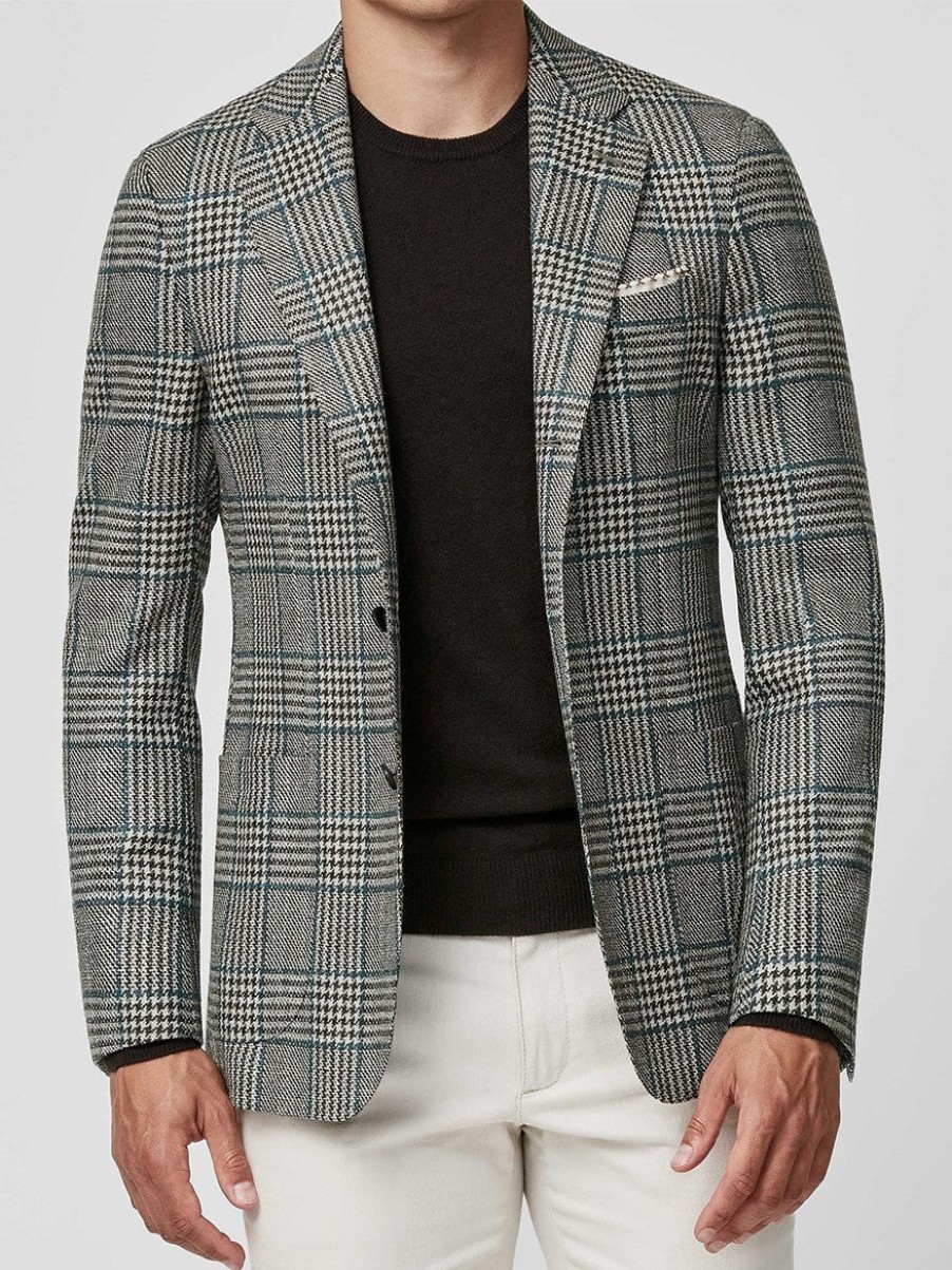 Men'S Atelier Munro Blazers & Sportcoats | Brown & Off-White Glen Plaid Jacket | Atelier Munro