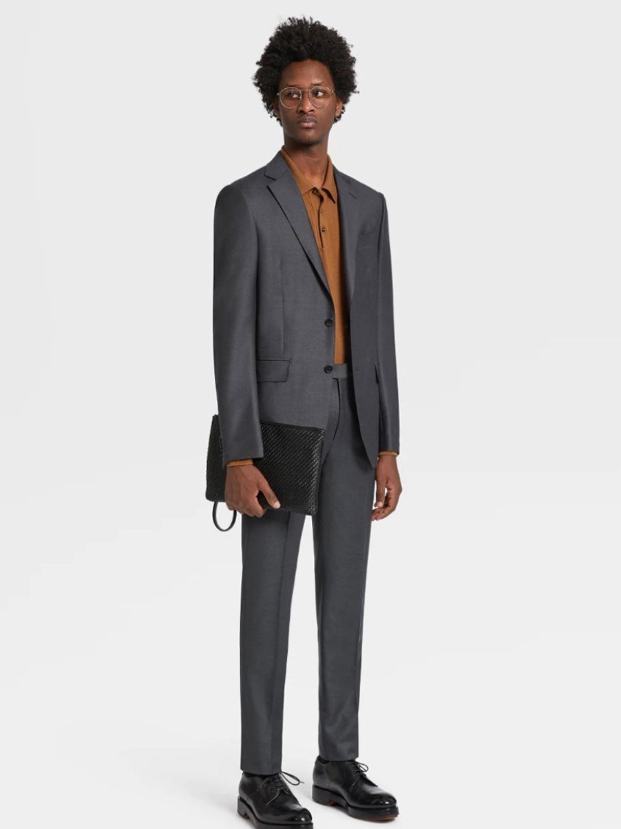 Men'S Zegna Suits | Buy Dark Grey Milano Trofeo Wool Suit Suits