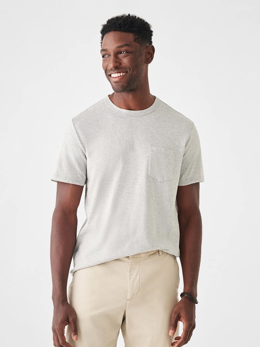 Men'S Faherty Brand T-Shirts | Sunwashed Pocket Tee Heather Grey | Faherty Brand