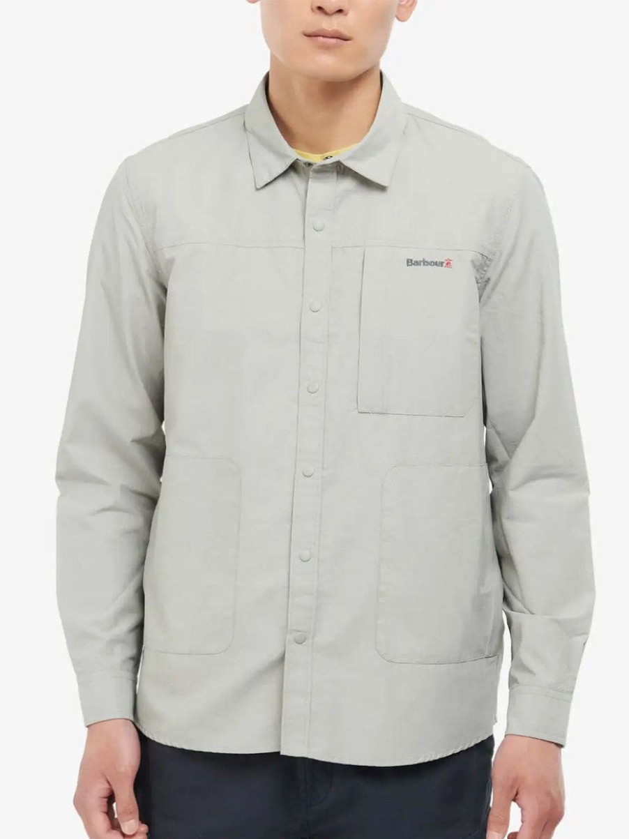 Men'S Barbour Dress Shirts | Jonah Overshirt Light Grey | Barbour