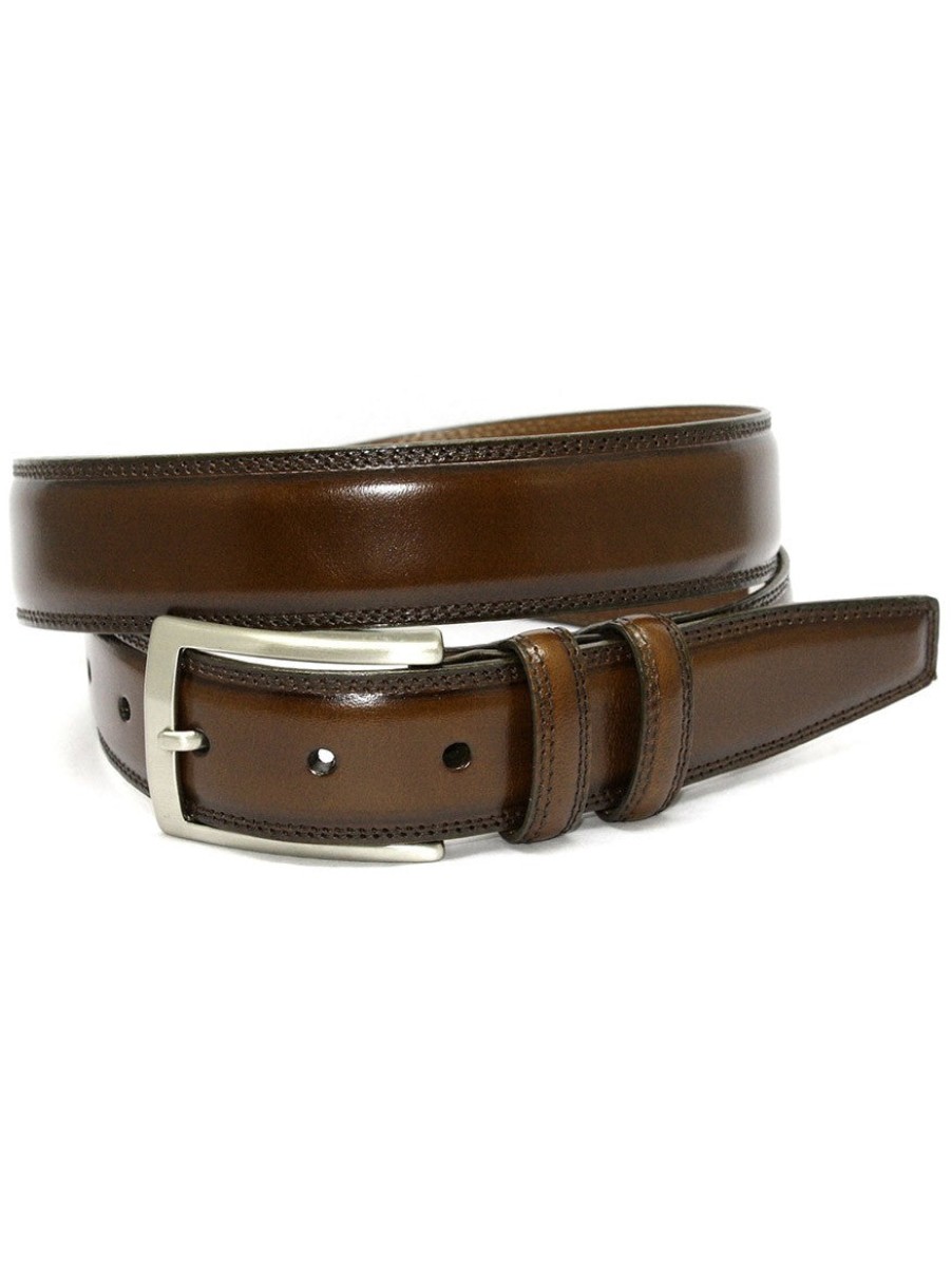 Men'S Torino Leather Belts | Hand Stained Italian Kipskin Belt Brown | Torino Leather