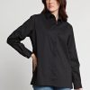 Women'S Hinson Wu Tops | Sara Long Sleeve Pleated Back Shirt In Black | Hinson Wu