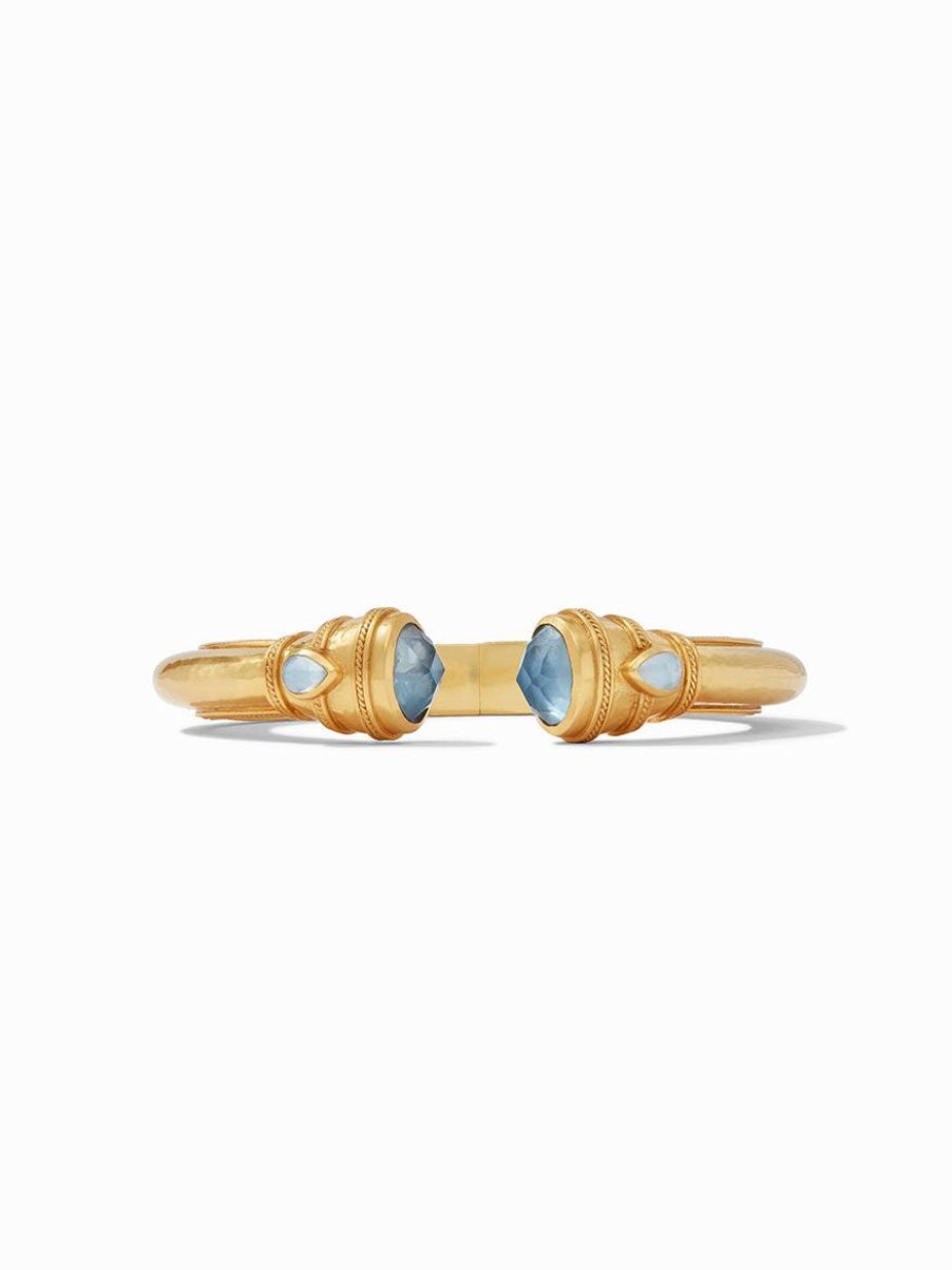 Women'S Julie Vos Bracelets | Cassis Hinged Cuff Bracelet Iridescent Chalcedony Blue Jewelry | Julie Vos