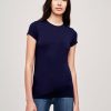 Women'S L'Agence Tops | Ressi Short Sleeve Crew Navy | L'Agence