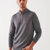 Men'S Patrick Assaraf Sweaters | Extra-Fine Merino Cold Dye Quarter-Zip In Slate | Patrick Assaraf