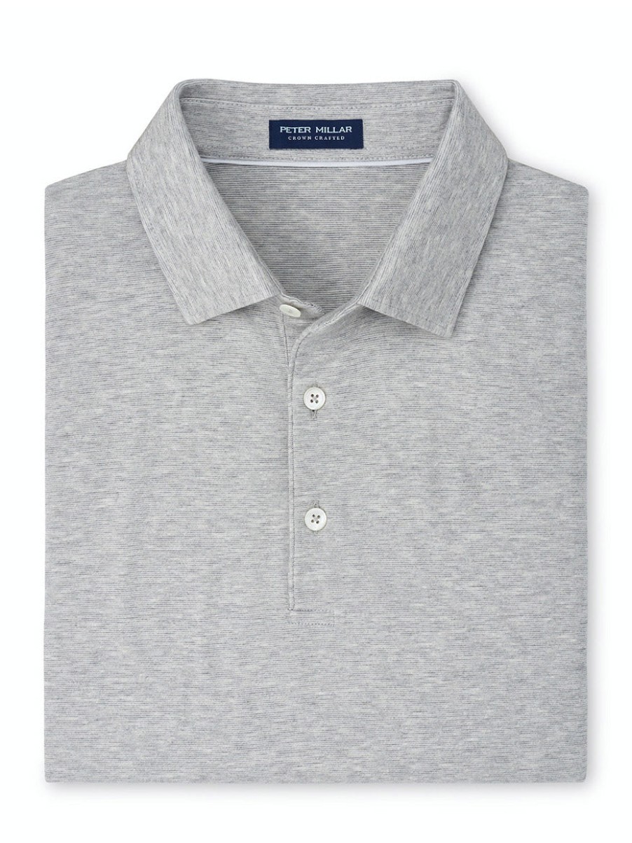 Men'S Peter Millar T-Shirts | Excursionist Flex Short-Sleeve Polo In Gale Grey | Peter Millar