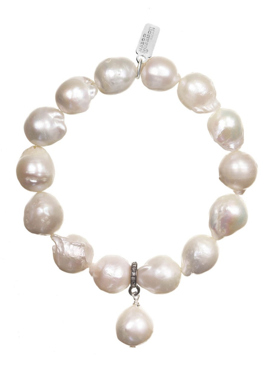 Women'S Margo Morrison Bracelets | Margo Morrison White Baroque Pearl Stretch Bracelet