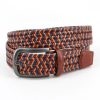 Men'S Torino Leather Belts | Italian Mini-Strand Woven Stretch Leather Belt Tan Multi | Torino Leather