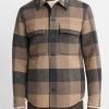 Men'S Vince Dress Shirts | Plaid Splittable Wool-Blend Shirt Jacket In Warm Pewter | Vince