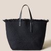 Women'S Naghedi Totes | Havana Large Travel Tote In Solid Onyx Fringe | Naghedi