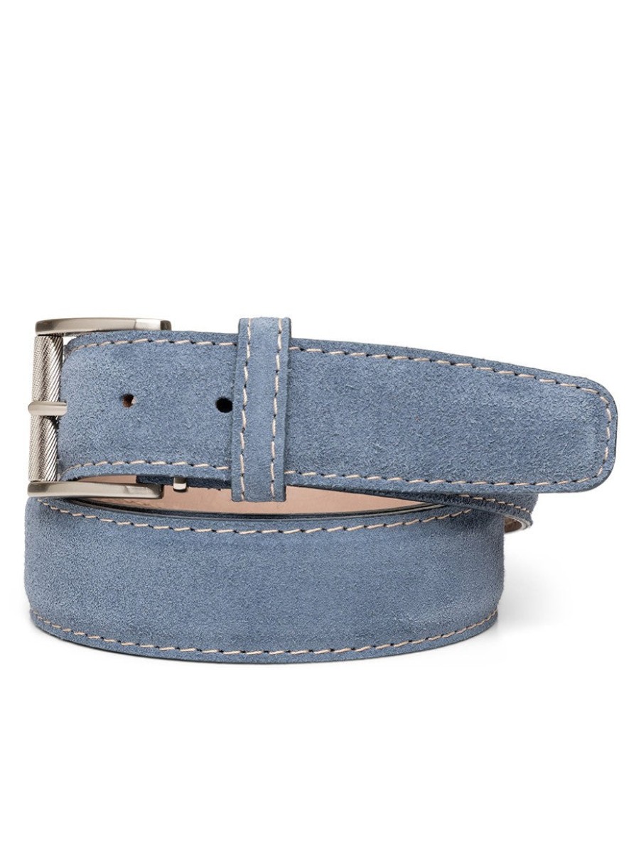 Men'S LEN Belts Belts | Italian Suede Denim Veg Stitch | Len Belts