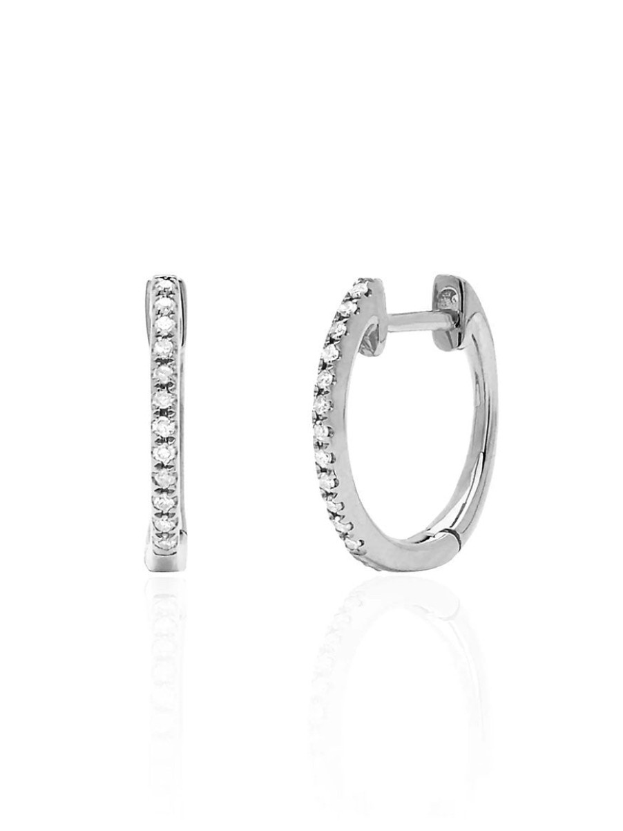 Women'S EF Collection Earrings | Diamond Huggie Earring White Gold | Ef Collection